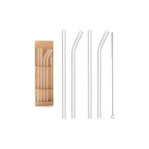 Glass straw ( set of 4 straws + cleaning brush)